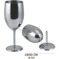 Copa de vino de acero inoxidable de 8 oz con soporte desmontado